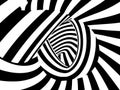 Abstract black and white striped optical illusion three dimensio Royalty Free Stock Photo