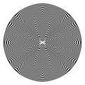 Abstract black and white striped round object. Geometric pattern with visual distortion effect. Optical illusion. Royalty Free Stock Photo