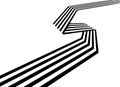 Abstract black and white stripes bent ribbon geometrical shape Royalty Free Stock Photo