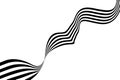 Abstract black and white stripes smoothly bent ribbon geometrical shape Royalty Free Stock Photo