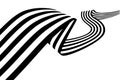 Abstract black and white stripes smoothly bent ribbon geometrical shape Royalty Free Stock Photo