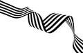 Abstract black and white stripes smoothly bent ribbon geometrical shape Royalty Free Stock Photo