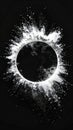 Abstract Black and White Sunburst Explosion Effect with Dark Background and White Splatter Royalty Free Stock Photo