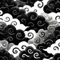 Abstract Black and White Swirling Clouds Pattern Design Royalty Free Stock Photo