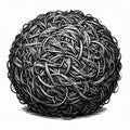 Abstract Black And White Tangled Lines Sphere Illustration Royalty Free Stock Photo