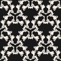 Abstract black and white vector background with curly shapes, swirls, floral elements. Elegant Damask seamless pattern. Ornament Royalty Free Stock Photo