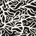 Abstract black and white vector seamless pattern. Vector texture with organic shapes, botanical elements, Generative AI Royalty Free Stock Photo