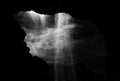 Abstract Black and White Waterfall From Inside Cave Royalty Free Stock Photo