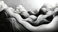 Abstract Black and White Waves with Clouds in a Minimalist Style for Artistic Backgrounds Royalty Free Stock Photo
