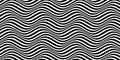 Abstract Black and White Wavy Lines Background. Seamless Optical Illusion Pattern, Distorted Waves.