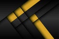 abstract black with yellow stripe shadow dimension layers background. Royalty Free Stock Photo
