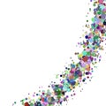 Abstract blank curved confetti background template with sprinkled circles