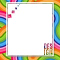 Abstract blank rectangular banner with text Design element on bright colorful background of wavy lines Element for the desig