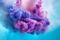 Abstract blend of liquid paint in water creating colourful cloud. Generative AI