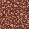 Abstract blob splash orange design template on dark backdrop. Decorative textile seamless pattern template vector illustration