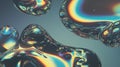 Abstract Blobs With Iridescent Reflections and Blue Background Float Around Royalty Free Stock Photo