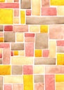 Abstract block brick brown color watercolor background.