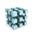 Abstract block cube structure on white background