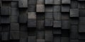 Abstract block stack wooden 3d cubes, black wood texture for backdrop