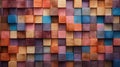 Abstract block stack wooden 3d cubes, colorful wood texture for backdrop