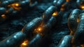 Abstract Blockchain Chain with Glowing Elements Royalty Free Stock Photo