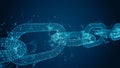 Abstract blockchain links with digital nodes, symbolizing secure data connections, cryptography, and decentralized networks in a Royalty Free Stock Photo