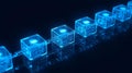 Abstract Blockchain Network with Glowing Cubes Royalty Free Stock Photo