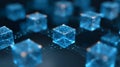 Abstract Blockchain Network with Glowing Digital Cubes Royalty Free Stock Photo