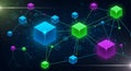 Abstract Blockchain Network with Glowing Nodes and Connections Royalty Free Stock Photo
