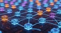 Abstract blockchain network technology connecting data blocks digital future Royalty Free Stock Photo