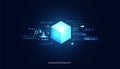 Abstract blockchain technology cryptocurrency and fintech square cube crypto operations Connect block, data transmission, new Royalty Free Stock Photo