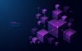 Abstract blockchain on technology futuristic background.