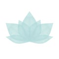 Abstract blooming lotus flower. Hand drawn translucent blue water lily. Simply lotuses. Lotus icon, symbol. Watercolor stylized