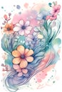 Abstract Blooms: Watercolor Symphony of Flowers