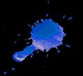 Abstract blot blue drops on a black background