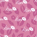 Abstract Blowing Pink Cute Kiss Lips Vector Seamless Pattern