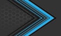 Abstract blue arrow black shadow direction geometric hexagon mesh on grey design modern luxury futuristic background vector Royalty Free Stock Photo