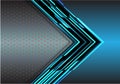 Abstract blue arrow light digital metallic direction with hexagon mesh on gray design modern futuristic background vector Royalty Free Stock Photo
