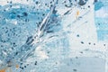 Abstract blue art background. Oil painting on canvas. Blue and white texture. Fragment of artwork Royalty Free Stock Photo