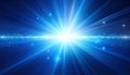 Bright Blue Light Rays Bursting From Center With Particles abstract background Royalty Free Stock Photo