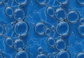 Abstract blue background of clear bubbles forming a molecular structure pattern in liquid Royalty Free Stock Photo