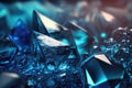 Abstract blue background of crystal refractions. AI generation Royalty Free Stock Photo