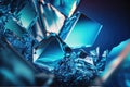 Abstract blue background of crystal refractions. AI generation Royalty Free Stock Photo