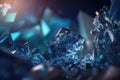 Abstract blue background of crystal refractions. AI generation Royalty Free Stock Photo