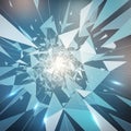 An Abstract Blue Background of Exploding or Shattering Geometric Shapes, vector design Generative AI Royalty Free Stock Photo