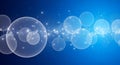 Abstract Blue Background with Bubbles and Sparkling Lights spheres Royalty Free Stock Photo