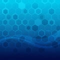 Abstract blue background featuring a pattern of interconnected hexagons Royalty Free Stock Photo