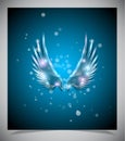 Abstract blue background with glass wings. Royalty Free Stock Photo