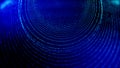 Abstract blue background of glow particles form lines, surfaces as futuristic structures in cyberspace or hologram. Sci