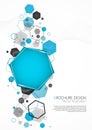 Abstract blue background with hexagon. Vector Illustration Royalty Free Stock Photo